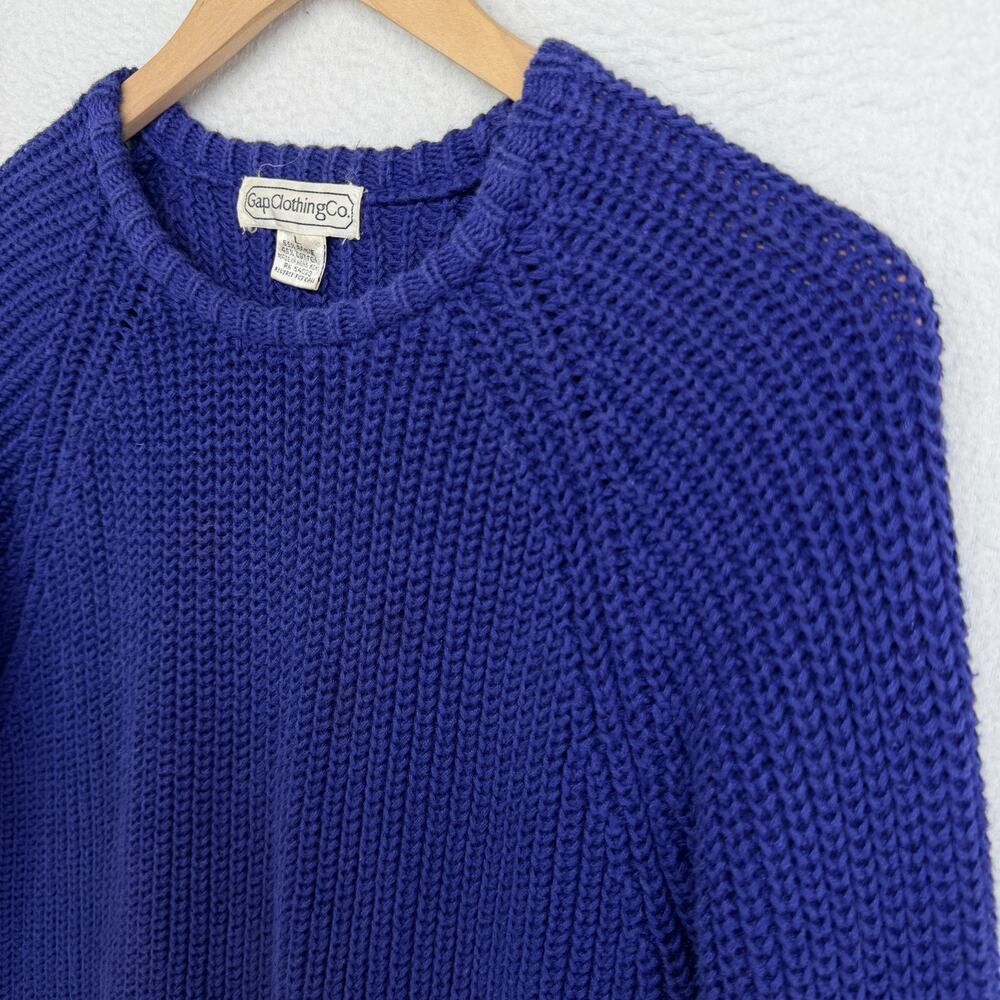 Vintage GAP Sweater Mens L Skater Stitch Pullover Ramie Cotton Jumper Blue HK